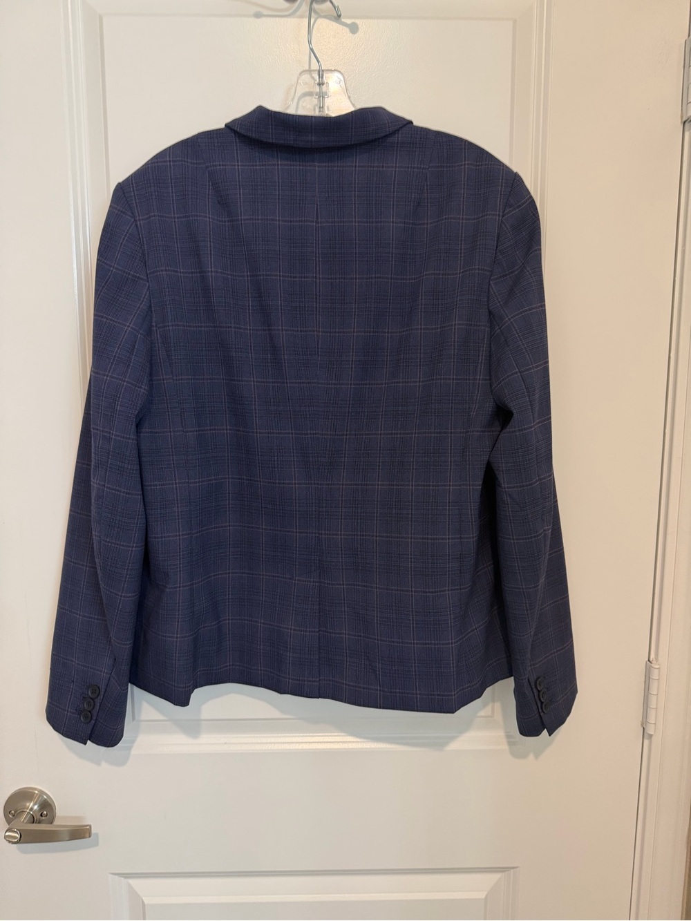 Banana Republic Navy Plaid Blazer Women’s Size 16 Career Office Stretch Jacket - Picture 3 of 6